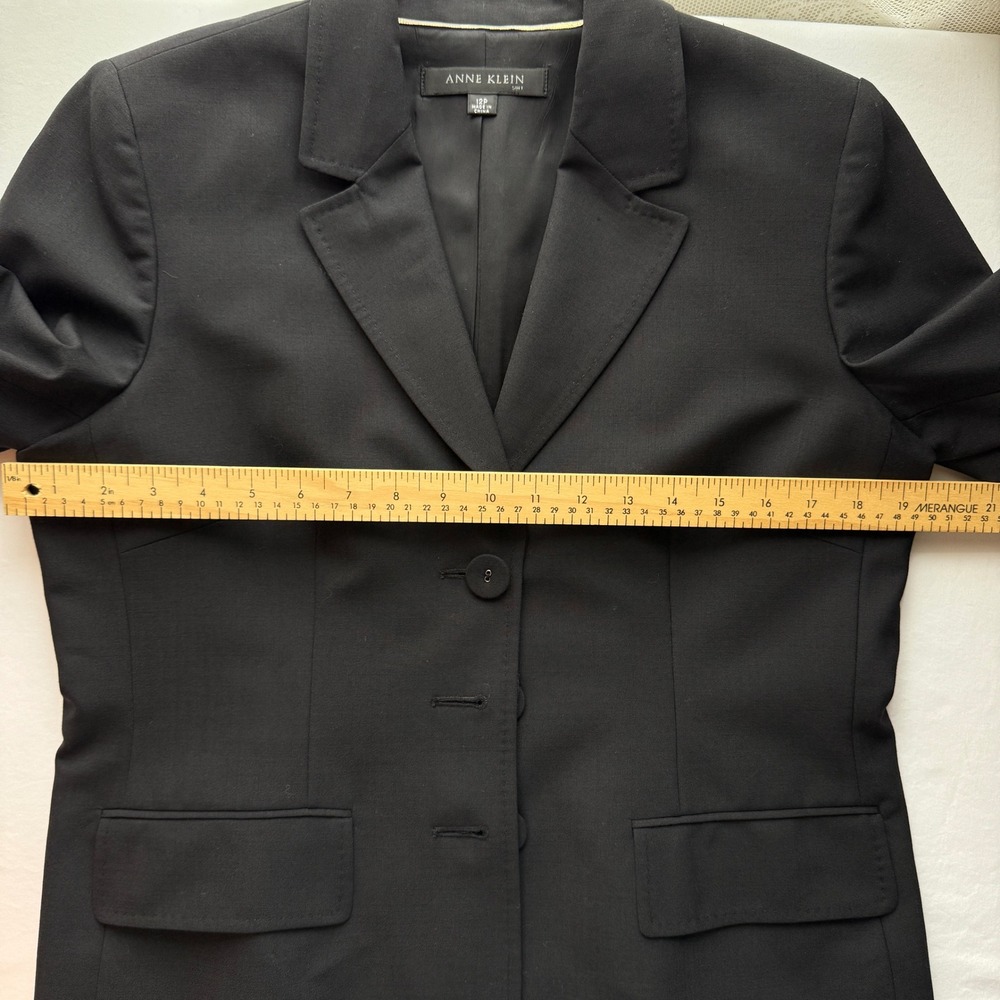 Anne Klein Suit Black Wool Blend 3-Button Blazer Jacket 12P Petite - Picture 7 of 14